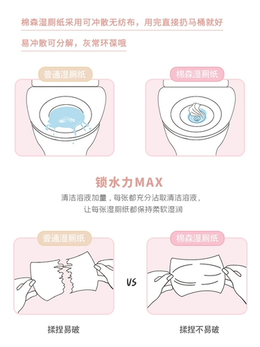 棉森 Антибактериальные влажные салфетки подходит для мужчин и женщин для кожи ягодиц для интимного использования, туалет, 40 штук