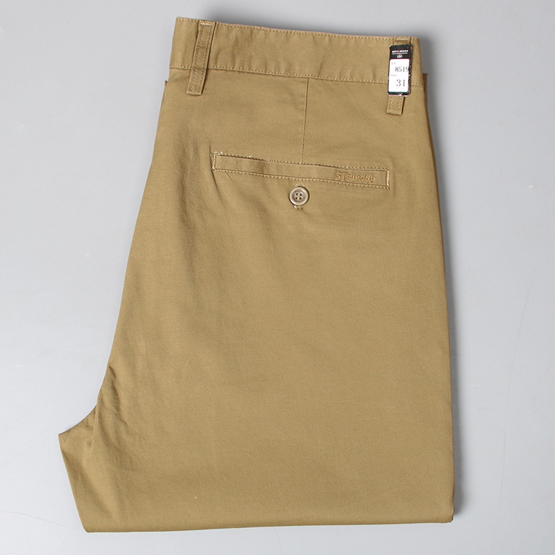 Men's Summer Thin Casual Pants, Slim Straight-Leg Dress Pants, Breathable Long Trousers, Yellow Trendy Style, from Foreign Trade Surplus Stock