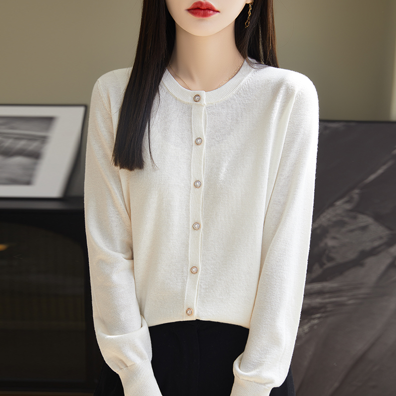 Ultra-Fine~Solid Color Round Neck High-Quality Wool Cardigan for Women, Thin Shiny Knitwear, Slim Fit Sweater Jacket Ultra-Fine~Solid Color Round Neck High-Quality Wool Cardigan for Women, Thin Shiny Knitwear, Slim Fit Sweater Jacket