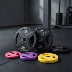 New Fisida Large-Hole Commercial Barbell Colorful Small-Hole Dumbbell Plates 5-20kg Home Fitness Barbell Set