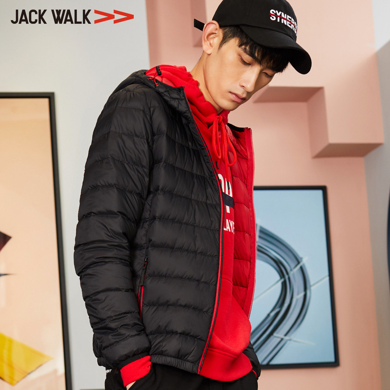 拉夏贝尔旗下 Jack Walk 男式连帽轻薄羽绒服 天猫优惠券折后¥169包邮(¥379-210)3色