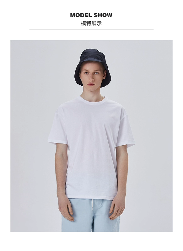 Áo thun nam tay dài màu mè của La Chapelle 2019 mới màu trắng cotton cổ tròn áo thun nam Slim - Áo phông ngắn áo thun polo
