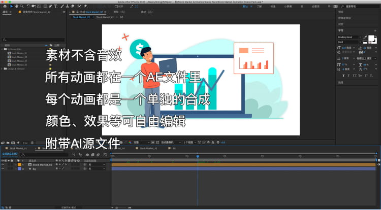 图片[2]-MG卡通人物角色扁平插画动画炒股票金融理财交易AE源文件模板素材-cg男孩