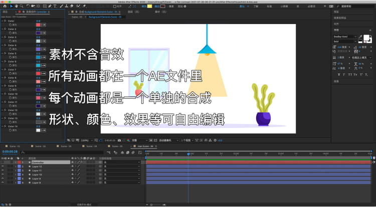 图片[2]-MG卡通人物角色扁平插画动画家务打扫做卫生保洁AE源文件模板素材-cg男孩