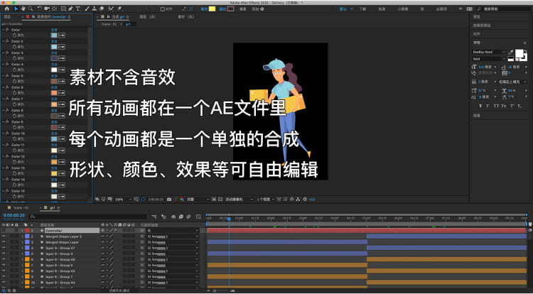 图片[2]-MG卡通人物角色扁平插画动画外卖派送送餐披萨AE源文件模板素材-cg男孩