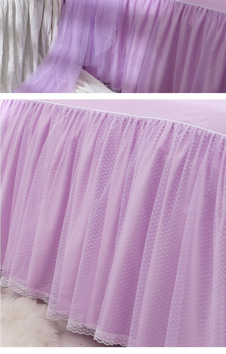 Mơ lặp đi lặp lại ren đơn váy ngủ dày bông bông khăn trải giường cotton ren xù bảo vệ nắp trượt - Váy Petti drap giường có viền