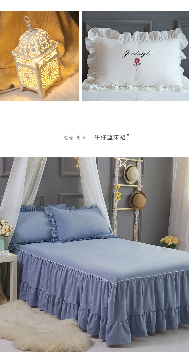 Mơ lặp đi lặp lại rửa sạch bông nhuộm khăn trải giường giường bông thành viên váy tấm 1.8m vải khỏa thân - Váy Petti drap giường có viền