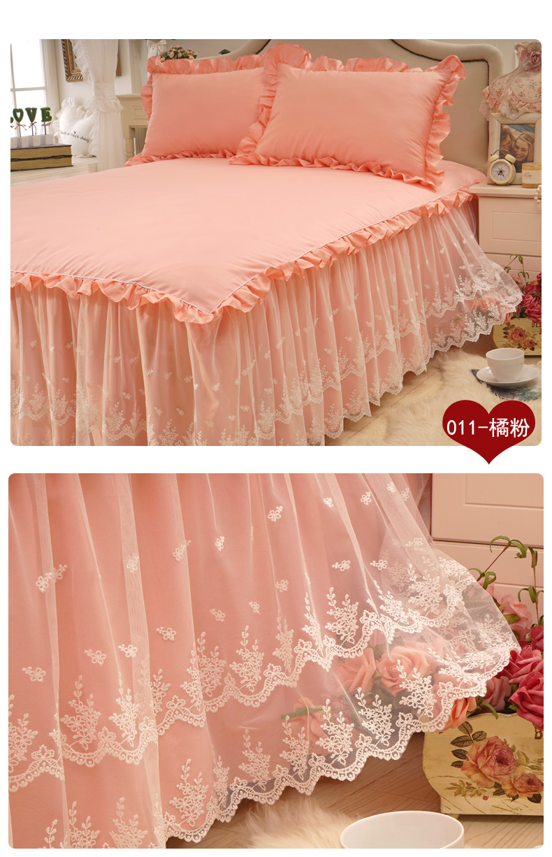 Dreams một lần nữa và một lần nữa một mảnh giường kiểu giường váy ren mùa hè bông đặt giường bìa công chúa phong cách ba mảnh được trang bị tấm 1.82.0 - Váy Petti drap giường có viền