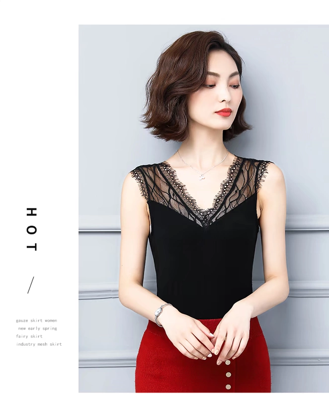 Modal Camisole Women 2019 Mới màu rắn ngắn tay áo mùa hè Phụ nữ mặc ren mùa hè - Áo ba lỗ