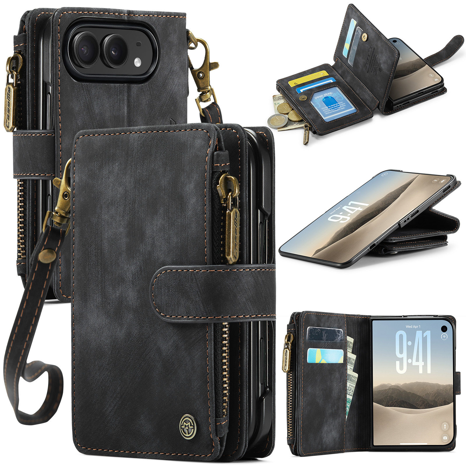 Style 5 — Vintage Business Wallet Flip Strap iPhone Case