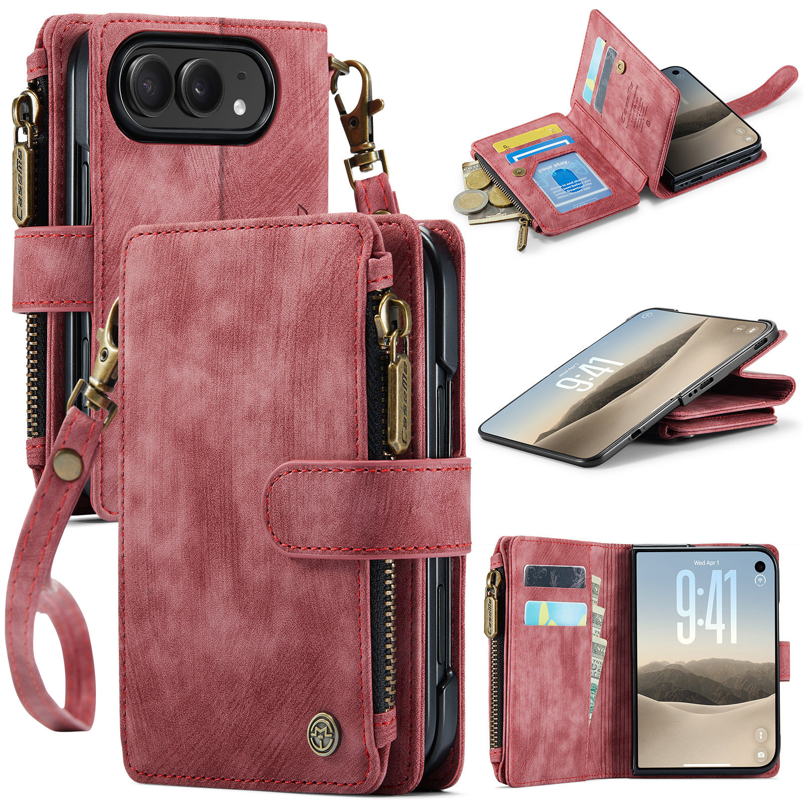 Style 3 — Vintage Business Wallet Flip Strap iPhone Case