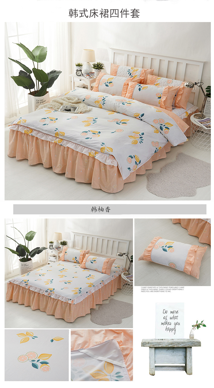 Phiên bản Hàn Quốc của bộ váy ngủ cotton bốn bộ chăn ga gối cotton 1,5m1,8 m trải giường đôi cung cấp 1,2m ga giường spa đẹp