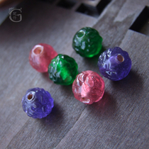Tourmaline color pure handmade ancient French glaze carved rose round beads DIY bracelet necklace beaded beads