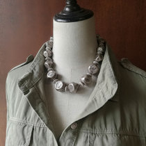 Thailand Chiang Mai handmade silver with type silver stone necklace retro niche design silver jewelry sterling silver personality exaggerated bracelet