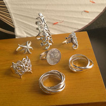 Multi ring ring silver personality food finger ring coin butterfly starfish female niche design ins simple 925 silver open ring