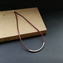 Choker 2021 New sterling silver simple personality silver jewelry niche design black cord neck chain female leather rope necklace