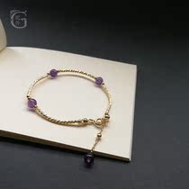 G accessories Original Design 14K gold elbow natural amethyst bracelet Korean version of temperament simple exquisite jewelry