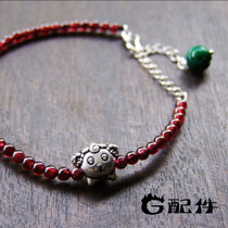 Garnet foot chain female 2021 New Tide Original Design red rope natural crystal 925 silver jewelry birthday gift