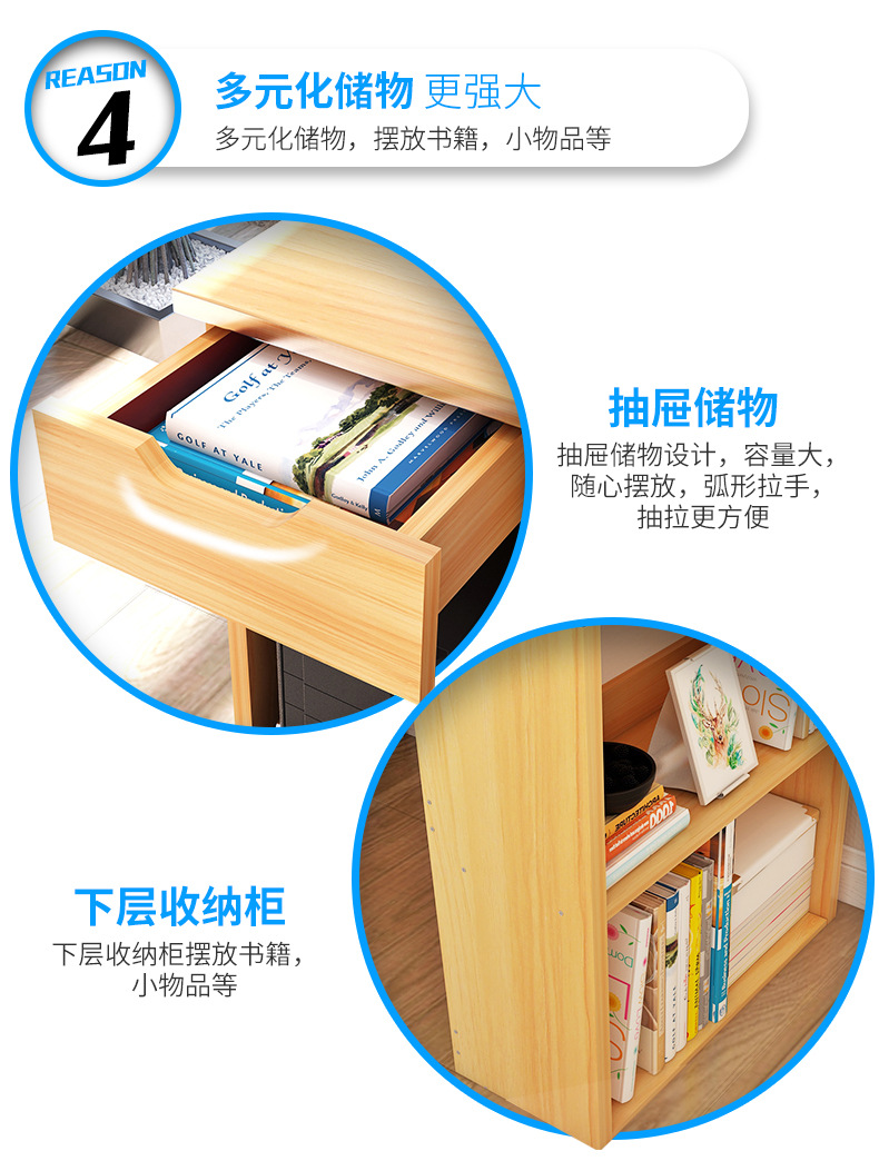 Bàn học trung học đơn giản máy tính để bàn nhà máy tính bàn góc tủ sách kệ sách một trẻ em bàn viết - Bàn bàn học chống gù ismart