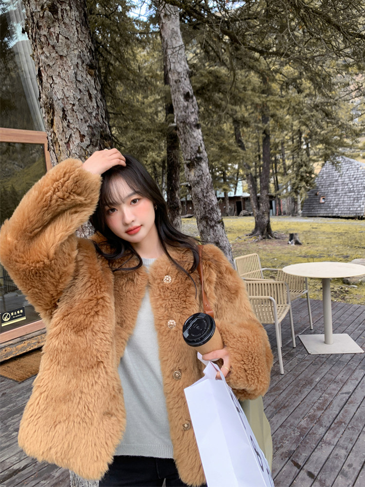 GG Cheese Toka Lamb Wool Sheep Shearing Fur Coat Young Fur Coat Women 2022 New Winter