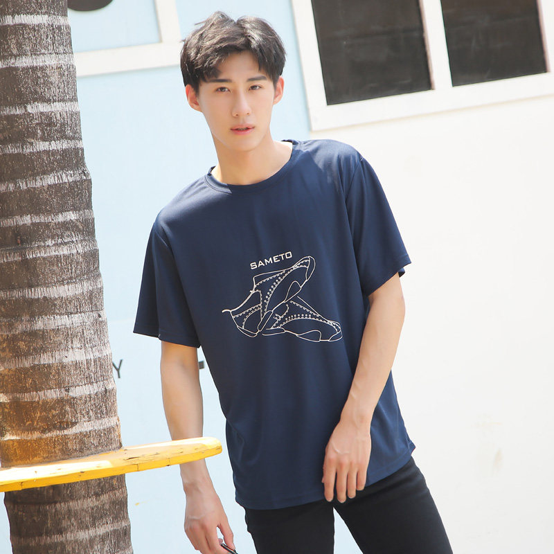 2018 summer models men outdoor sports short sleeve speed dry clothes quick dry round collar printed T-shirt moisture absorption perspiration