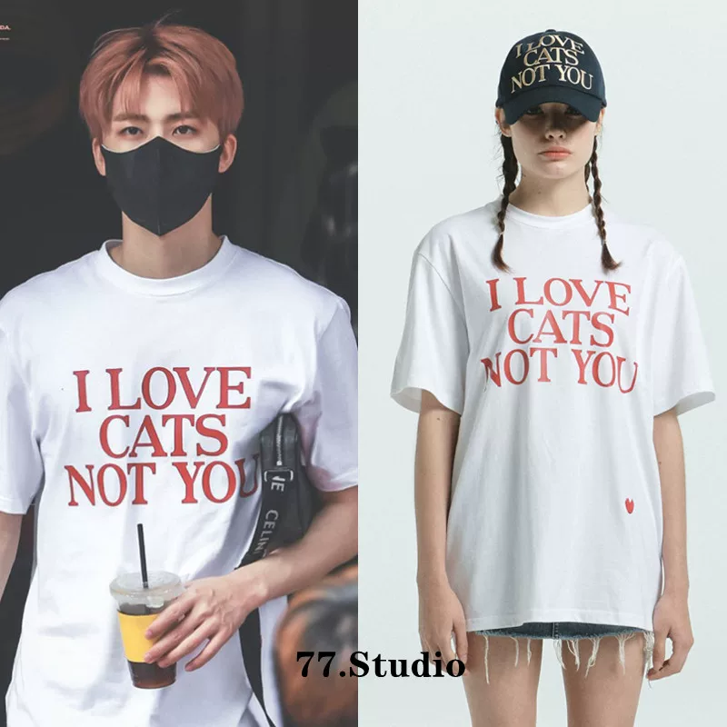 spot goods!NCT Park Zhisheng/Luo Yimin ЮжнаяKorea покупка itzavibe Ангел котенка напечатанная майка короткий рукав