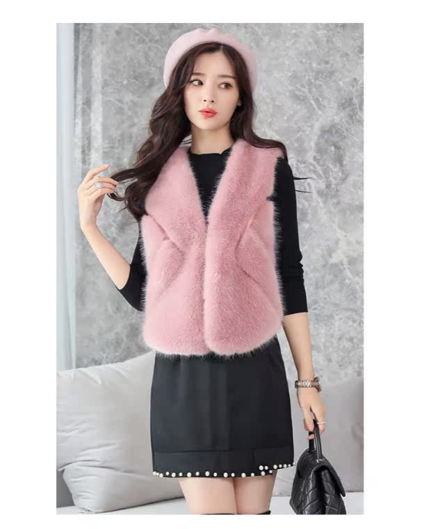 Áo khoác lông nữ 2018 mới giả cao lông cáo lông cỏ vest ngắn lông cáo vest không tay áo khoác nữ lót lông