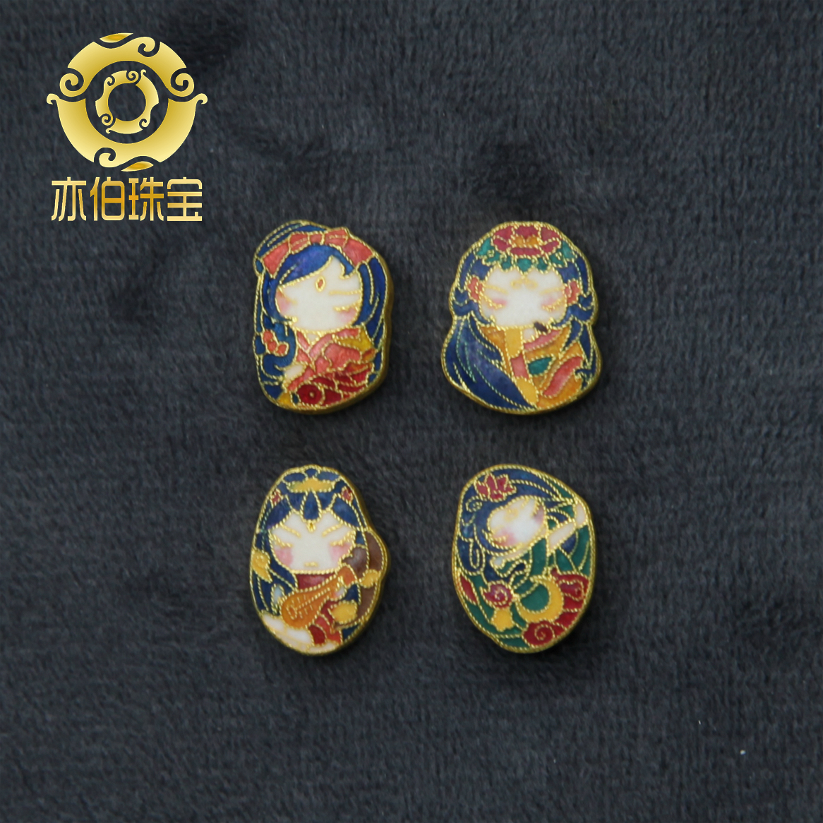 Also Burr 24K ancient method burn blue pinch craft gold foot gold 999 original design Four great beauties hand alchemy pendant