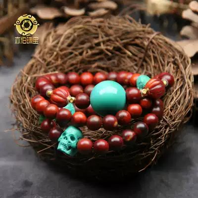 Yubo natural South red envelope slurry chicken red blood red full meat full of Persimmon brocade red hand string beads old type