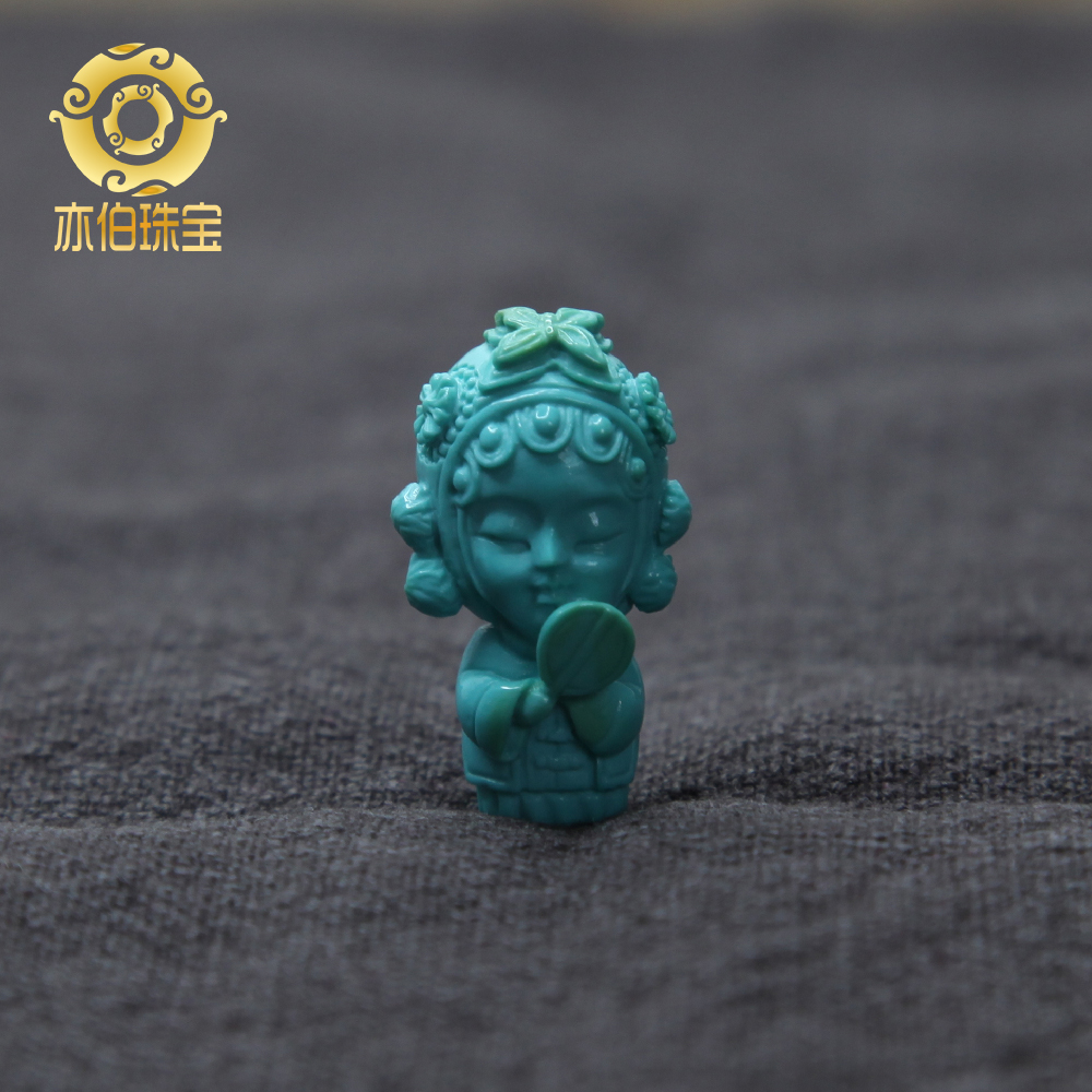 Also Berber original Fudan baby natural raw mine green pine stone Seiko small monster No-phase Pearl Sculpture Pendant accessories