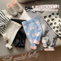  Chen Da pig L mother female baby core-wrapped yarn jacquard leggings thickened autumn and winter new baby knitted trousers to keep warm