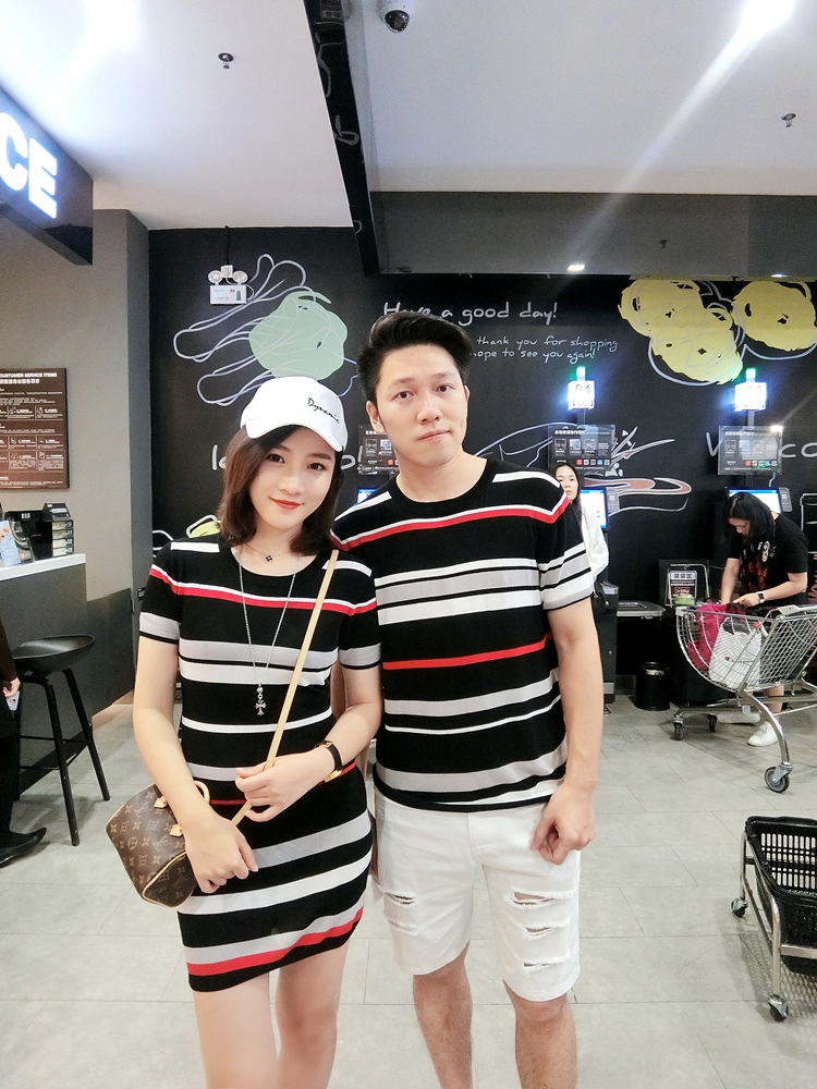 LUSON Mom Áo phông sọc bé thân thiện với gia đình mùa hè của gia đình ba gia đình trang bị bốn gia đình đầy đủ mẹ và con đồng phục sành điệu cho cả nhà