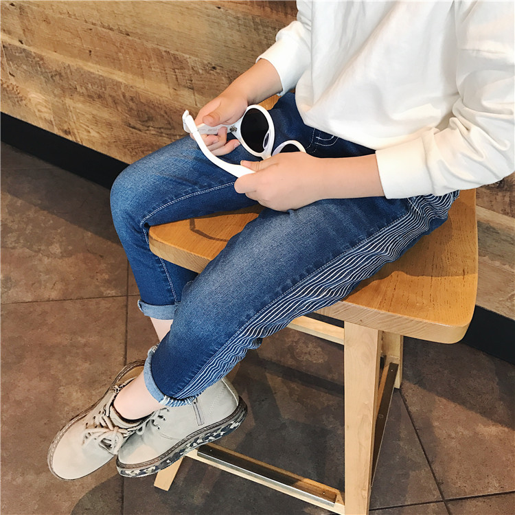 LUSON Mom Quần jeans cha mẹ trẻ em mùa thu một gia đình ba nhà đầy đủ gia đình được trang bị nối quần mẹ và trẻ em denim giản dị quần áo gia đình mùa đông hàn quốc