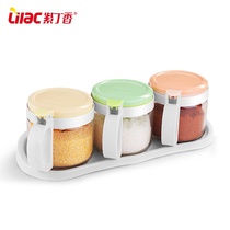 Glass seasoning jar set household seasoning box moisture-proof seasoning storage box kitchen supplies seasoning bottle salt sugar jar