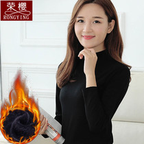 Lady Pure Cotton Speed Hot Autumn Clothes Single Piece Autumn Winter Warm Plus Suede Thickened Base Semi-high Collar Undershirt Underwear