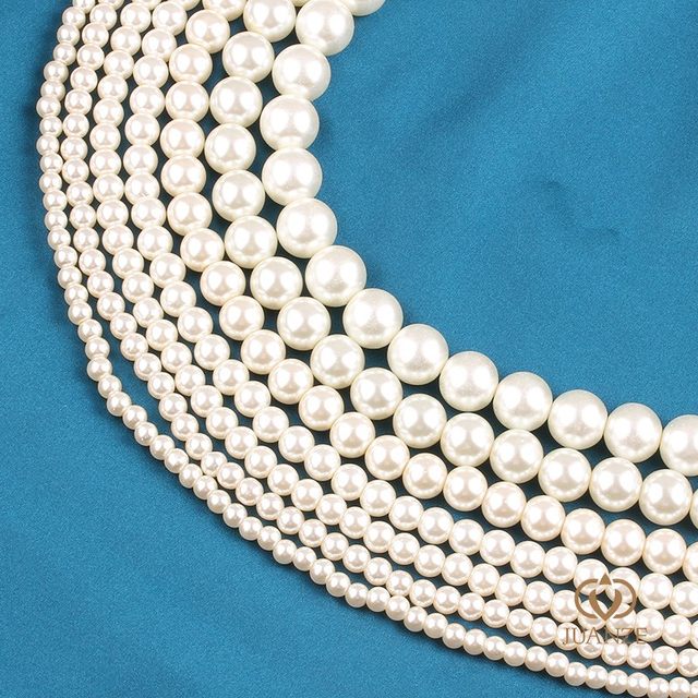 Pearl color glass pearl imitation pearl straight hole pearl artificial pearl bracelet necklace loose beads beading material diy