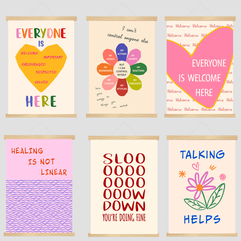 Psychology Decorative Painting, Psychological Counseling Room, Health and Healing Fabric Hanging Painting, School Office, Children's Room Wall Painting Psychology Decorative Painting, Psychological Counseling Room, Health and Healing Fabric Hanging Painting, School Office, Children's Room Wall Painting