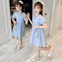 Hong Kong girls dress 2021 summer new foreign style short sleeve Korean bubble sleeve children ruffle princess dress