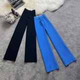 Демисезонные розовые трикотажные штаны для отдыха, высокая талия, оверсайз, свободный прямой крой, увеличенная толщина