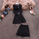 Летний пиджак классического кроя без рукавов, жилет, комплект, высокая талия