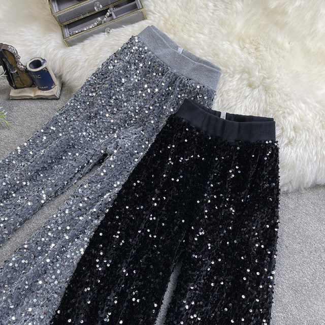 Starry sky radish pants women's spring and autumn high-waisted leggings harem pants sparkling sequin bloomers fashion pants 6297