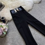2023秋冬新款垂感高腰显瘦加绒微喇裤修身复古时尚喇叭裤女6769