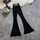 2023秋冬新款垂感高腰显瘦加绒微喇裤修身复古时尚喇叭裤女6769