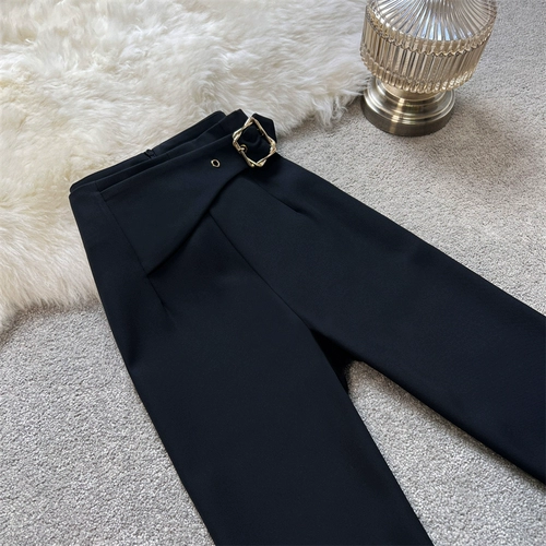 Штаны, весенние летние штаны-клёш, приталенный ростомер, пиджак классического кроя, свободный прямой крой, высокая талия