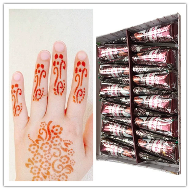 Ấn Độ Kem Henna màu tự nhiên hình xăm tự nhiên Kem vẽ tay không thấm nước bền mô phỏng hình xăm cơ thể