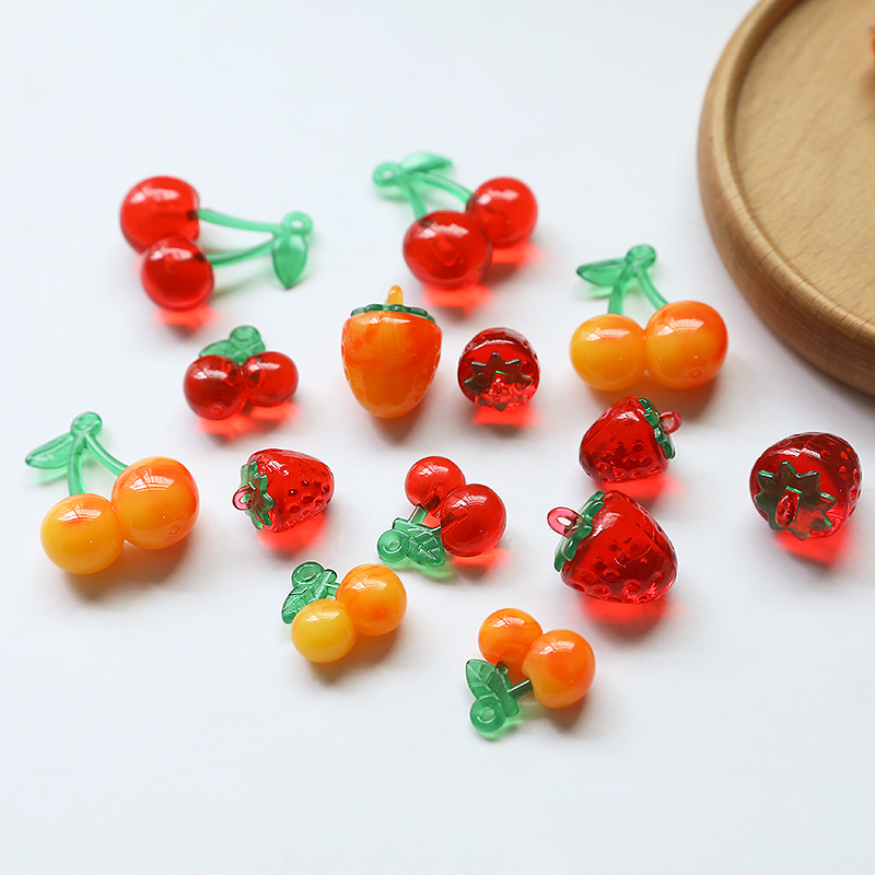 10 Pcs/package Cute Cherry Strawberry Resin Jewelry Accessories display picture 3