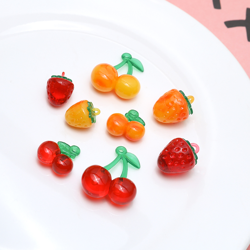 10 Pcs/package Cute Cherry Strawberry Resin Jewelry Accessories display picture 9