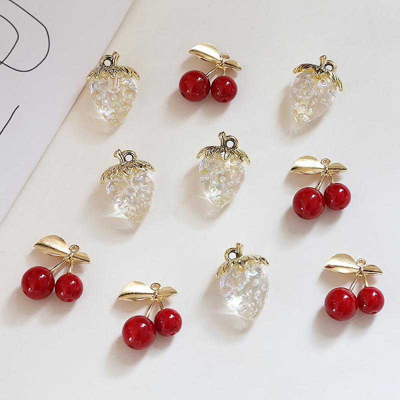 10 PCS/Package 23*32mm 25 * 28mm Arylic Cherry Strawberry Polished Pendant display picture 3