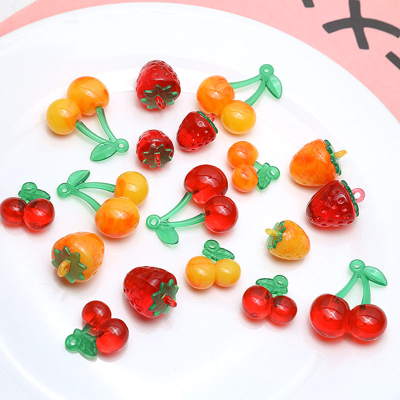 10 Pcs/package Cute Cherry Strawberry Resin Jewelry Accessories display picture 6