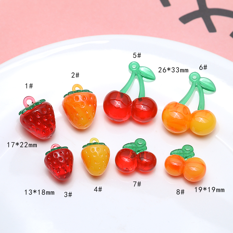 10 Pcs/package Cute Cherry Strawberry Resin Jewelry Accessories display picture 1